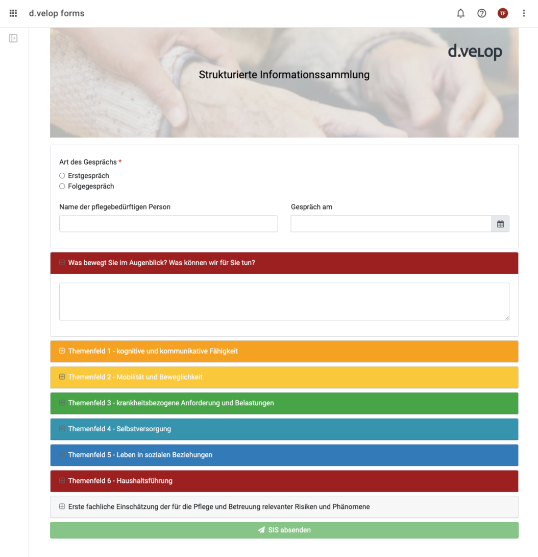 Infografik zeigt digitalen SIS Pflege Bogen