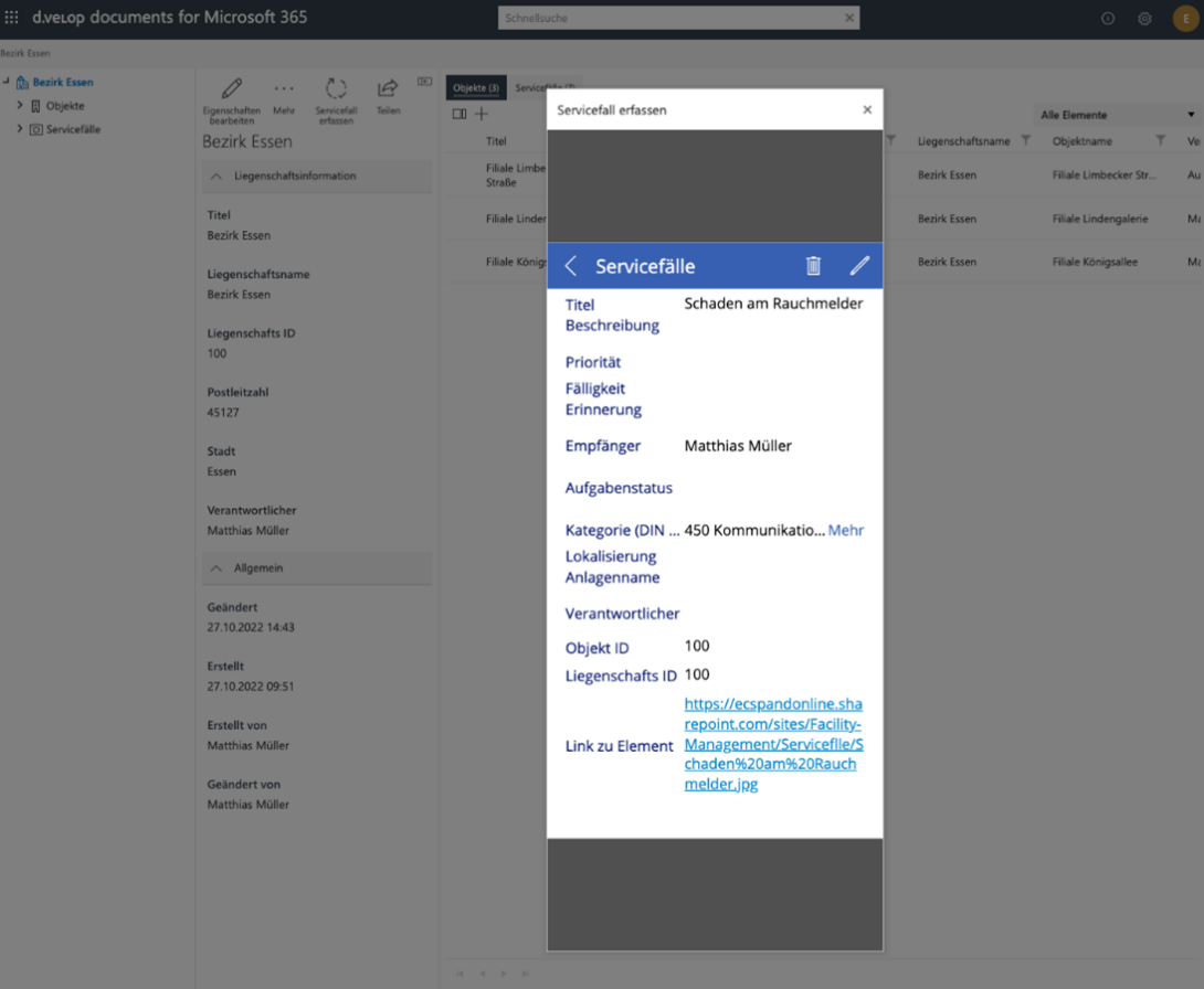 Servicefallverwaltung mit d.velop documents und Microsoft Workflows.