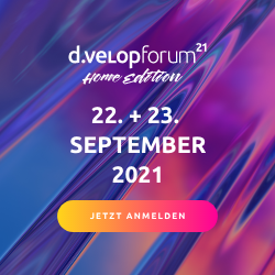 Zum d.velop forum am 22. und 23. September anmelden.