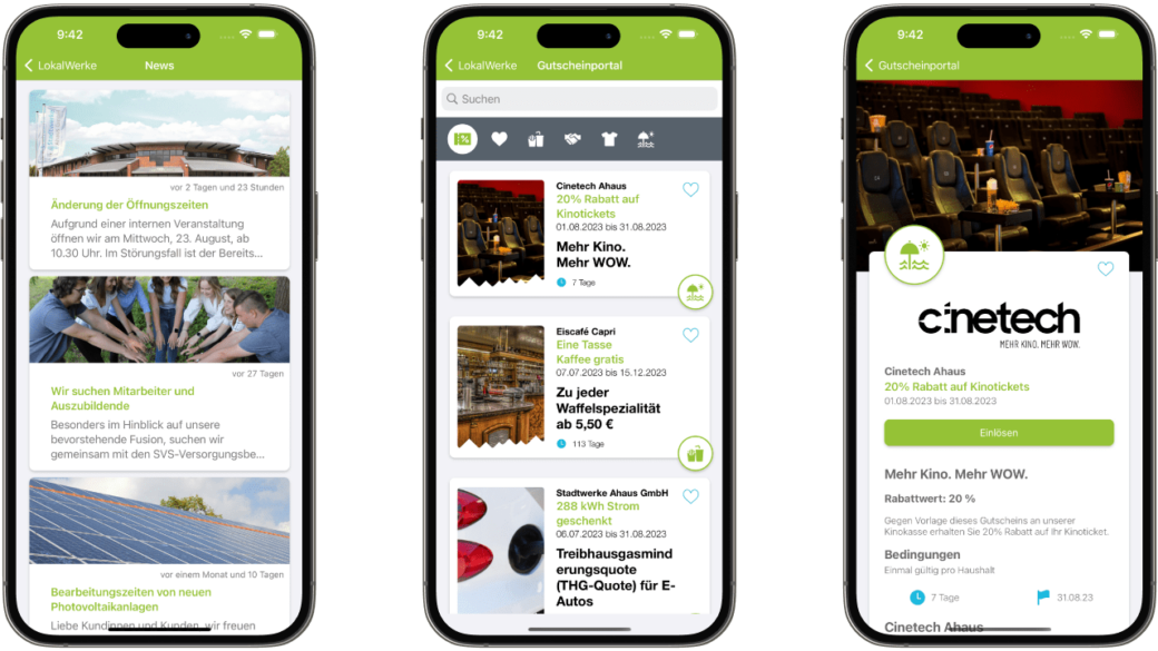 LokalWerke-App drei Mockups