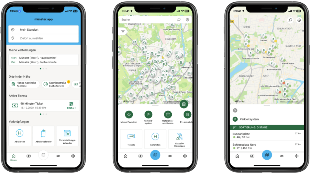 Münster-Stadtwerke-App-Mockups